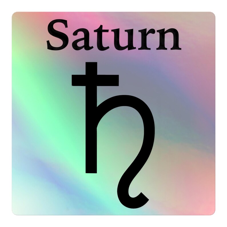 Holographic Sticker - Planet Saturn Symbol