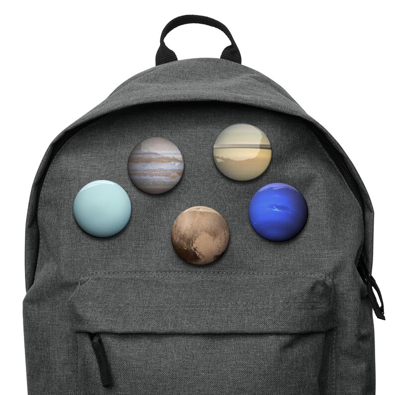 Set of 5 Pin Buttons - Outer Planets of Our Solar System