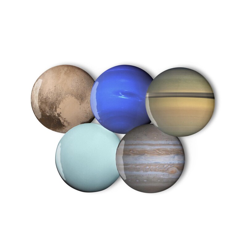 Set of 5 Pin Buttons - Outer Planets of Our Solar System