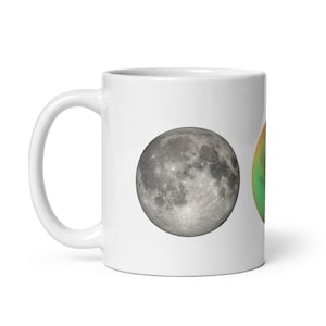 White Glossy Mug - The Moon, Titan, Triton