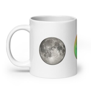 White Glossy Mug - The Moon, Titan, Triton