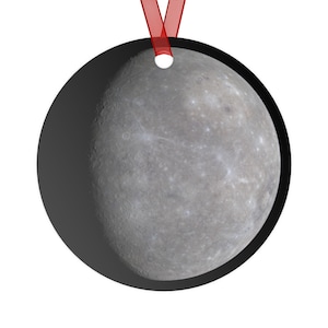 Ornament - Planet Mercury photograph, name, and symbol