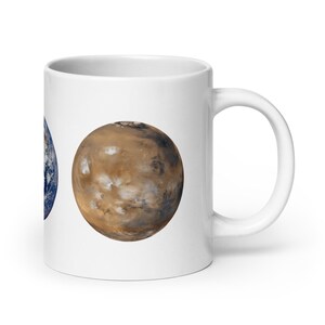 White glossy mug - Planets Venus, Earth, Mars