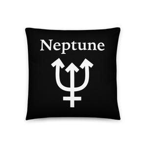 Pillow - Planet Neptune photograph, name, and symbol