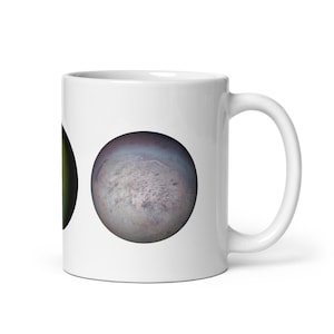 White Glossy Mug - The Moon, Titan, Triton