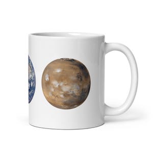 White glossy mug - Planets Venus, Earth, Mars