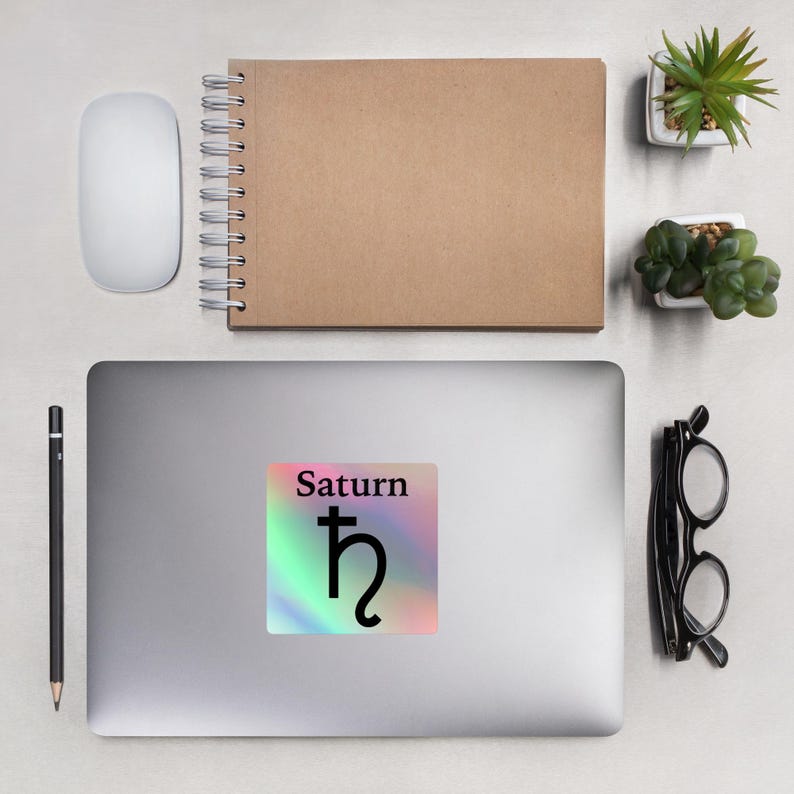 Holographic Sticker - Planet Saturn Symbol