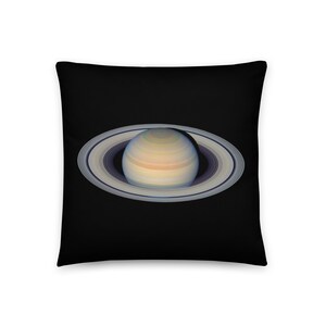 Pillow - Planet Saturn photograph, name, and symbol