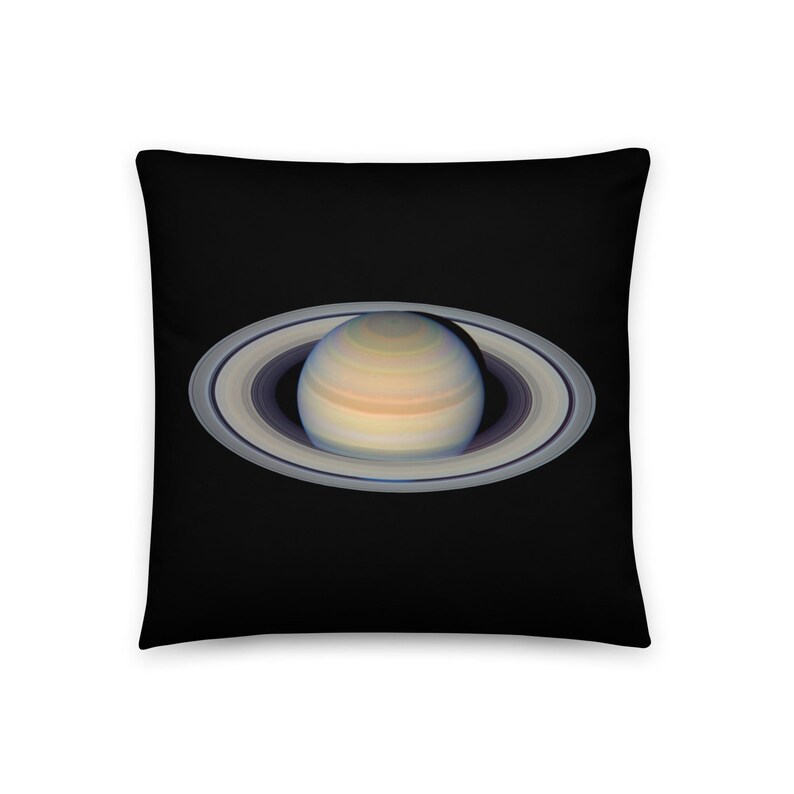 Pillow - Planet Saturn photograph, name, and symbol
