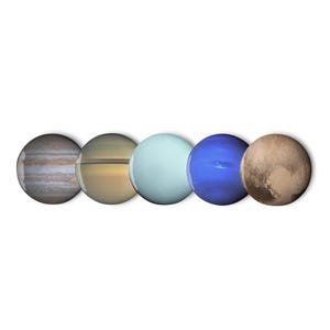 Set of 5 Pin Buttons - Outer Planets of Our Solar System