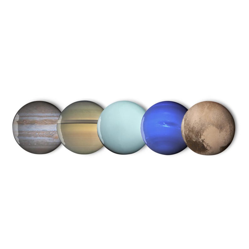 Set of 5 Pin Buttons - Outer Planets of Our Solar System