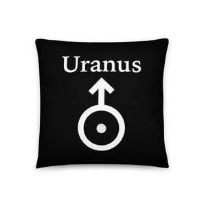 Pillow - Planet Uranus photograph, name, and symbol