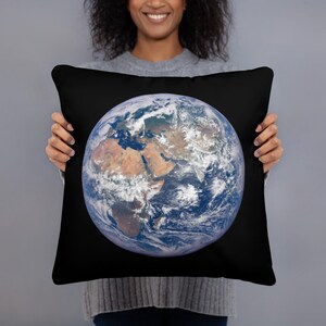 Pillow - Planet Earth photograph, name, and symbol