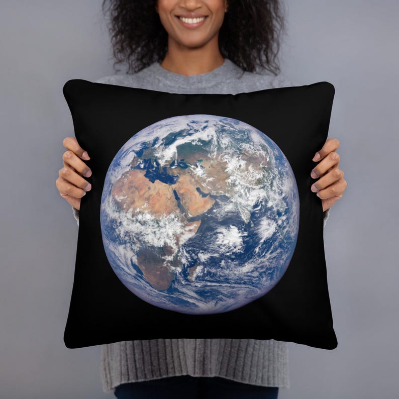 Pillow - Planet Earth photograph, name, and symbol