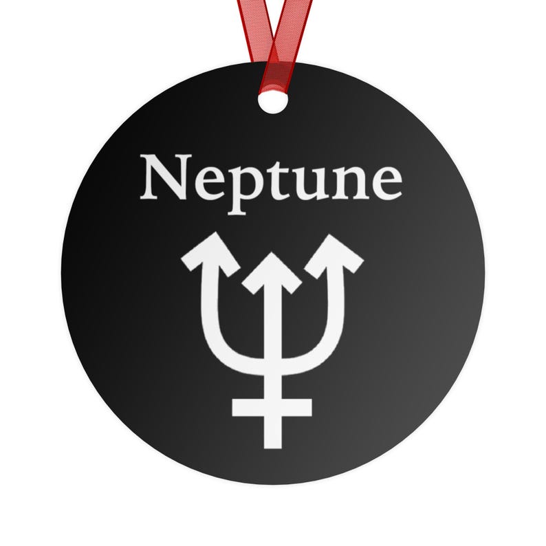 Ornament - Planet Neptune photograph, name, and symbol