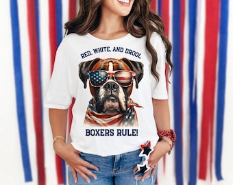 Boxer Dog Shirt 4th of July, Fourth of July T Shirt for Boxer Mom, Boxer Gifts, Boxer Tshirt, Patriotic Shirt for Dog Dad, Boxer Tee Shirt
