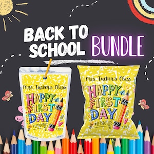 Back to School Chip Bag and Capri Sun Label Set, Printable Pack, Personalized School Supplies, Cute Party Decor, DIY Party Favor