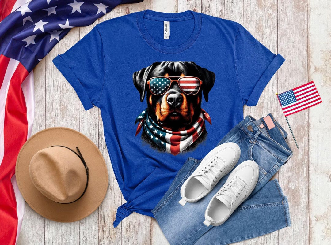 July Rottweiler Patriotic 4th of July Rottweiler T-shirt Celebrate Independence Day ...