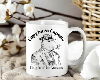 Funny Capybara Mug, Capybara Lover Gift, Capone the Capybara Gangster Mug - Funny Wildlife Coffee Cup - Perfect Gift for Animal Lovers
