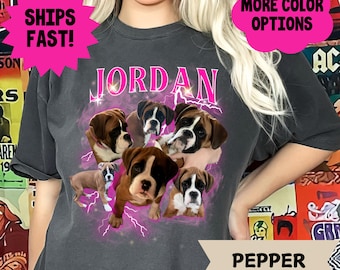 Camicia Bootleg personalizzata Colori Comfort, Camicia personalizzata per animali domestici, Camicia per cani personalizzata, Regalo in ricordo del cane
