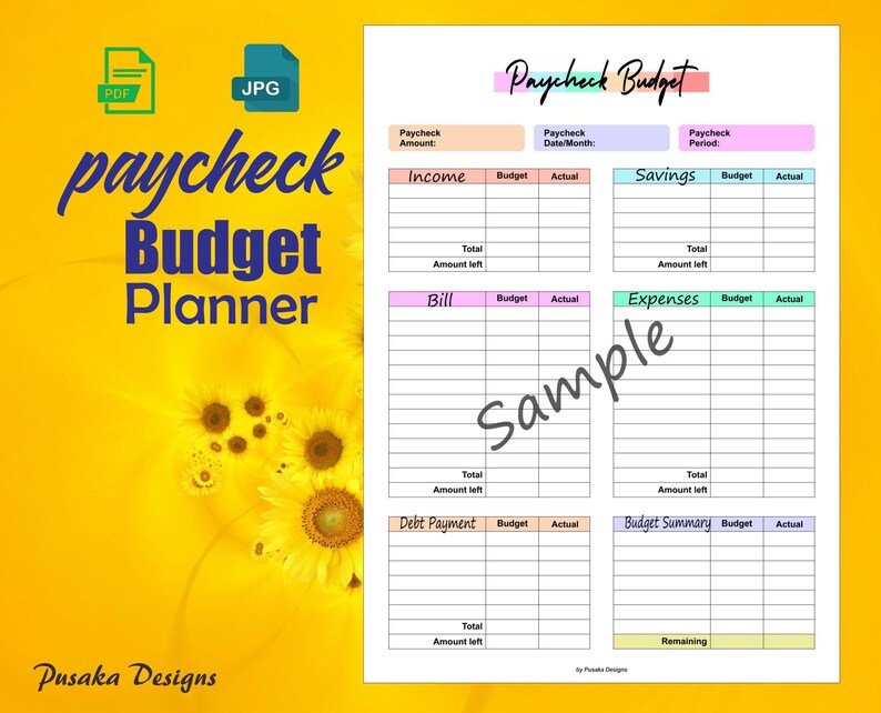 Top Paycheck Budget Planner, Printable Budget Tracker, Finance Planner