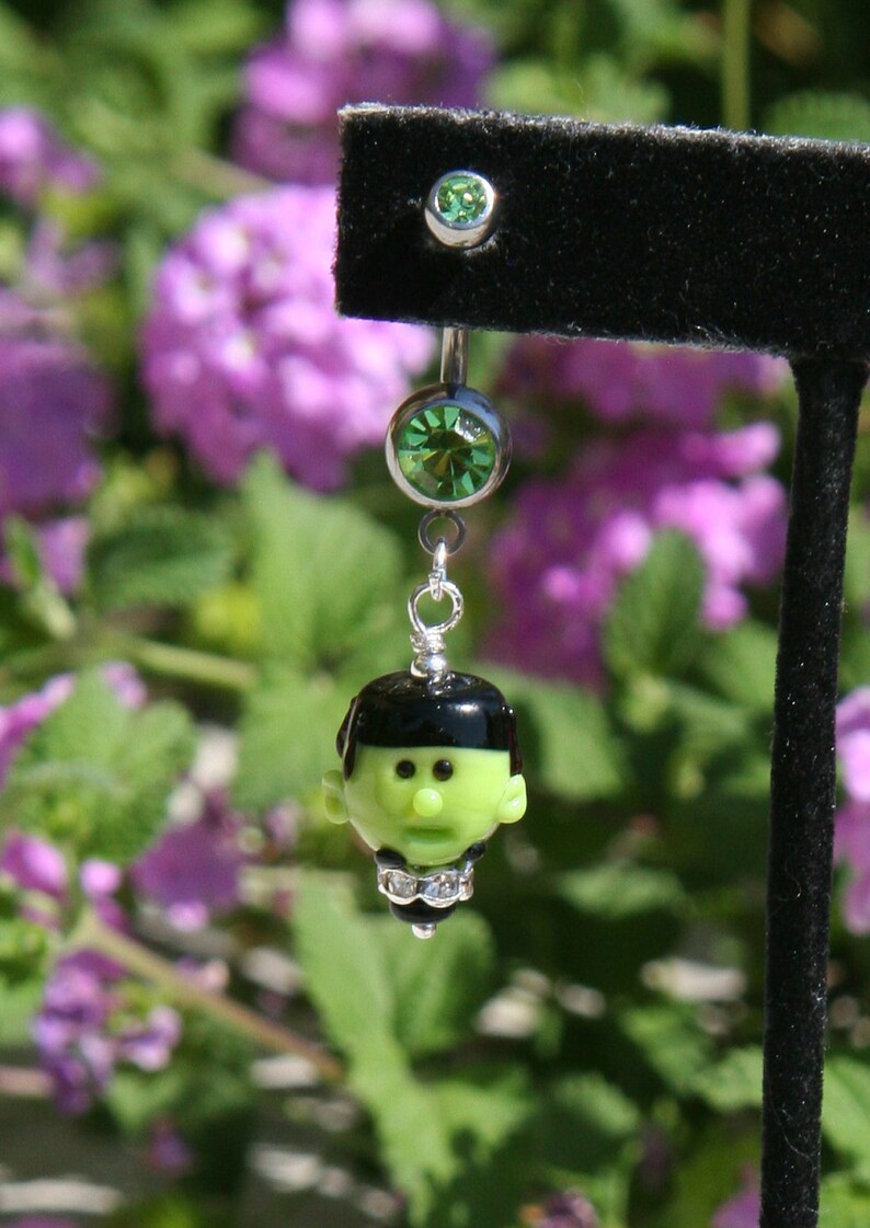 Frankenstein Lampwork Halloween Themed Boo DeSIGNeR Belly Button Ring Navel Piercing