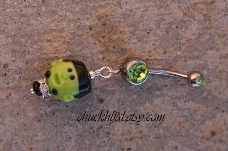 Frankenstein Lampwork Halloween Themed Boo DeSIGNeR Belly Button Ring Navel Piercing