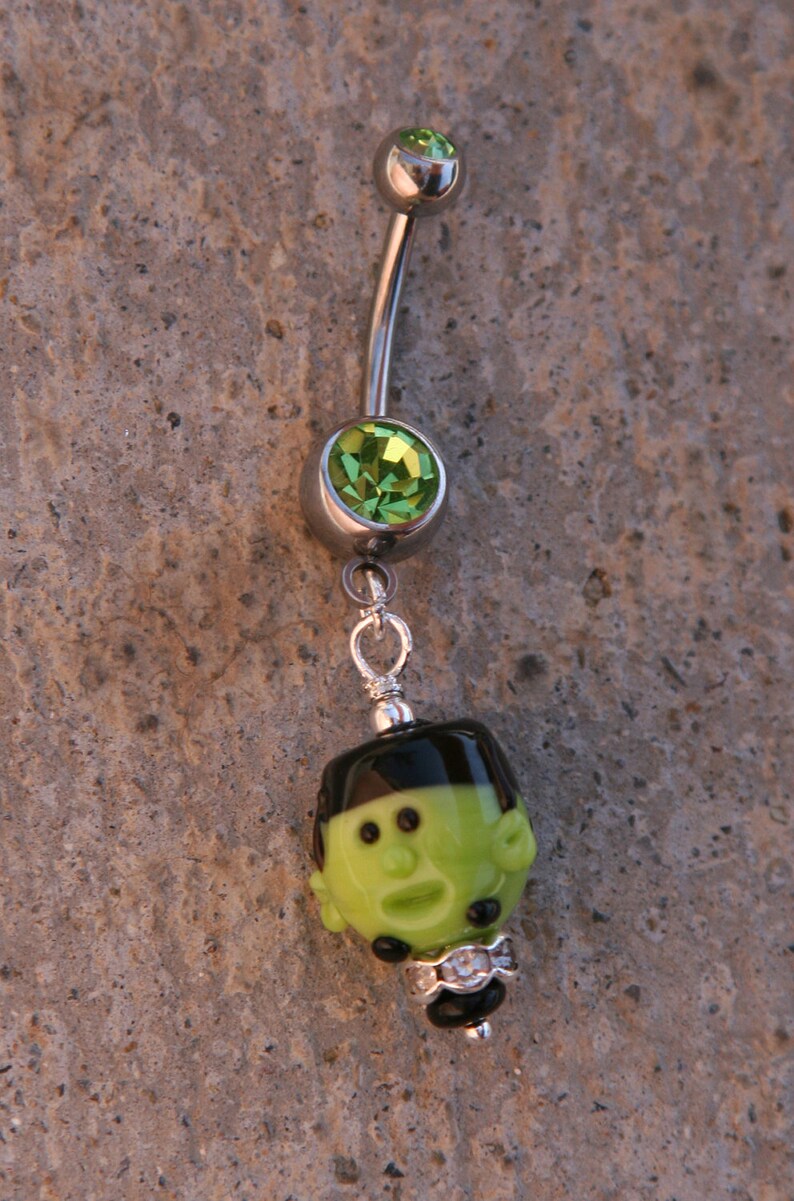 Frankenstein Lampwork Halloween Themed Boo DeSIGNeR Belly Button Ring Navel Piercing
