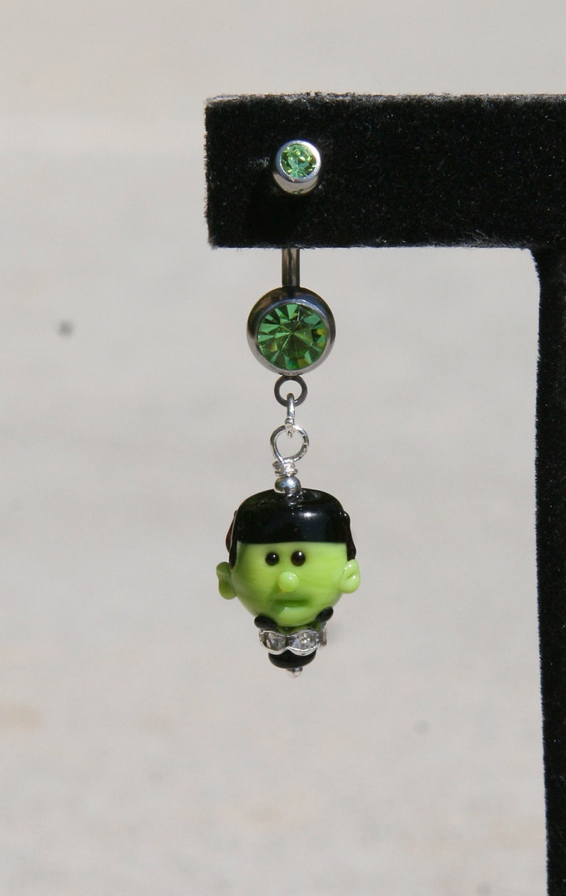 Frankenstein Lampwork Halloween Themed Boo DeSIGNeR Belly Button Ring Navel Piercing
