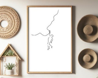 Minimalist Mountain Climber Line Art - Printable Wall Art (4x6, 5x8 12x12, 16x20, 18x24)