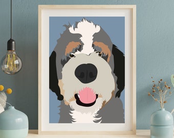 Fluffy Bernedoodle Art Print | Tri-Color Dog Portrait (Digital Download)