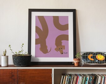 Dachshund Art Print – Modern Dog Lover Gift (16x20)