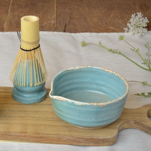 Matcha Bowl Set, Matcha Chawan, Ceramic Bowl, Chasen Holder, 12oz Bowl / 350 ml