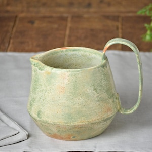 Speckled Ceramic Pitcher Vase, Handmade Green Jug, Water Jug, Wine Jug, Milk Pitcher, Birthday Gift, 33.8 oz / 1 l