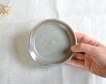 Handmade Ceramic Spoon Rest, Blue Rustic Kitchen Decor