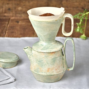Ensemble filtre à café en céramique, V60 01-02 Cafetière à verser, Verser sur le café, Vert moucheté, Cadeau d'anniversaire, 13,5 oz/400 ml