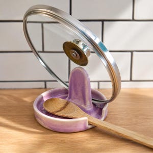 Soporte para tapas de cucharas de cerámica hecho a mano: herramienta de organización de cocina