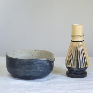 Ceramic matcha set with whisk holder matcha bowl with spout handmade matcha set japandi rustic chawan for meditative moments and routines