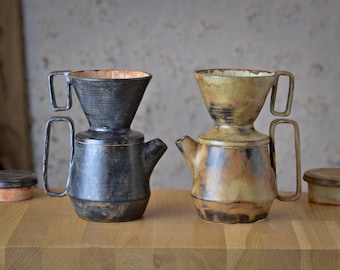 Pour Over Coffee Set with Cups, Coffee Drip Kit, V60 01 Ceramic Dripper Set for Home Brewing, Birthday Gift, 13.5 oz / 400 ml