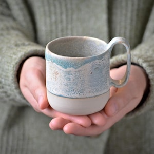 Breakfast Coffee Mug, Birthday Gift, Reusable Coffee Cup, Blue Pottery Tea Cup, Handmade Drinkware, Rustic Drinkware, 2 sizes