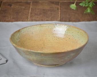 Ceramic Salad Bowl, Footed Ramen Pottery Bowl, Speckled Stoneware, Pasta Bowl, Handmade Dinnerware, Birthday Gift, 51 oz / 1500 ml