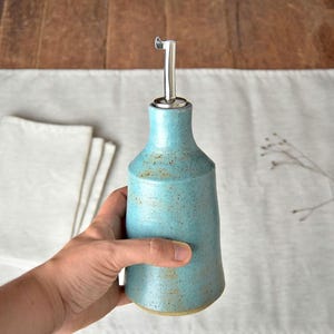 Oil and Vinegar Set, Oil Cruet Set, Olive Oil Dispenser, Oil and Vinegar Bottle, Ceramic Oil Pourer, Birthday Gift, 12oz / 350 ml
