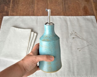 Oil and Vinegar Set, Oil Cruet Set, Olive Oil Dispenser, Oil and Vinegar Bottle, Ceramic Oil Pourer, Birthday Gift, 12oz / 350 ml