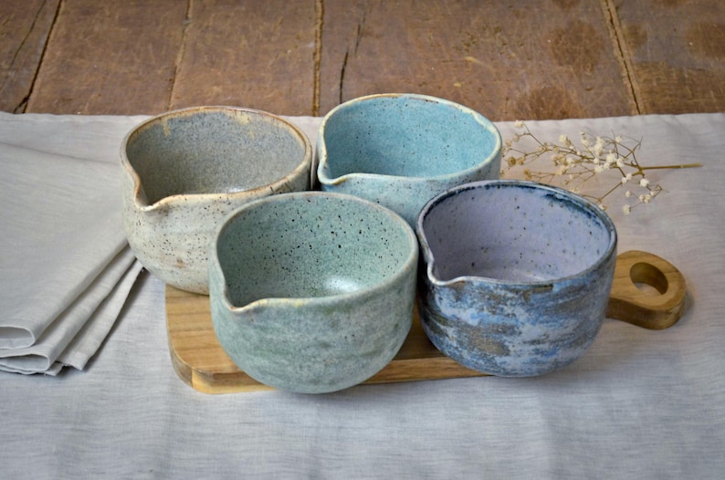 Handmade Matcha Bowl Set, Ceramic Tea Ceremony Bowl with Spout, Tea Drinker Gift, Pottery Pasta Bowl