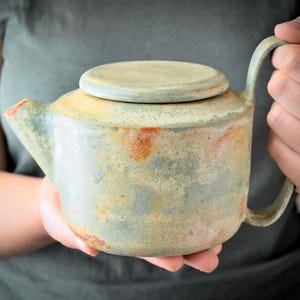 Green Tea Set with Cups, Handmade Teapot Ceramic Set with reuse cup, Perfect Gift for tea lovers, Birthday Gift, 15.2 oz / 450 ml
