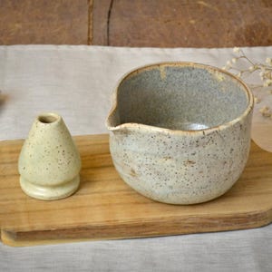 Matcha Bowl with Spout, Handcrafted Ceramic Tea Set, Japanese Ceramics, Gift for Tea Lover