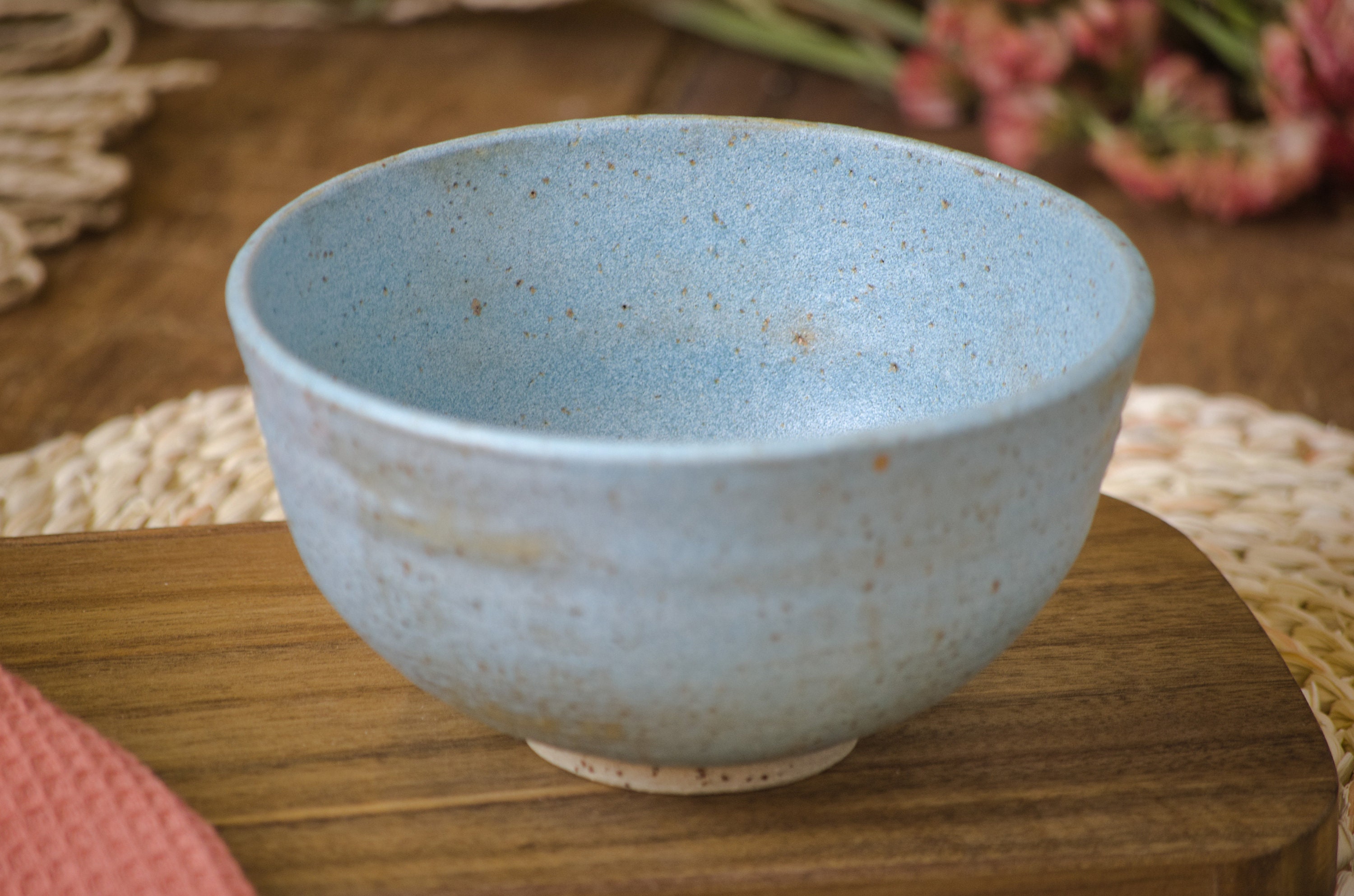Speckled Stoneware Breakfast Bowl, Handcrafted Cereal Bowl, Blue Soup Bowl, Dining Bowl, Birthday Gift, 15.2 oz / 450 ml