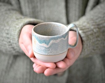 Handmade Blue Ceramic Espresso Mug, Birthday Gift, Japanese Tea Cup, Coffee Table Cup, Handmade Drinkware, 2 sizes available