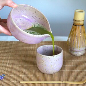 Ceramic Matcha Set for Tea Ritual Matcha Bowl With Spout Handmade ...