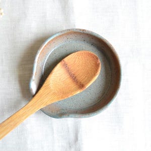 Handmade ceramic spoon rest blue rustic kitchen spoon holder pottery utensil rest cooking gift countertop decor functional ceramic dish